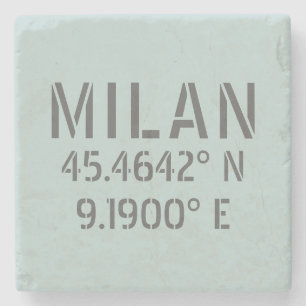 Milan Latitude Longitude Stone Coaster