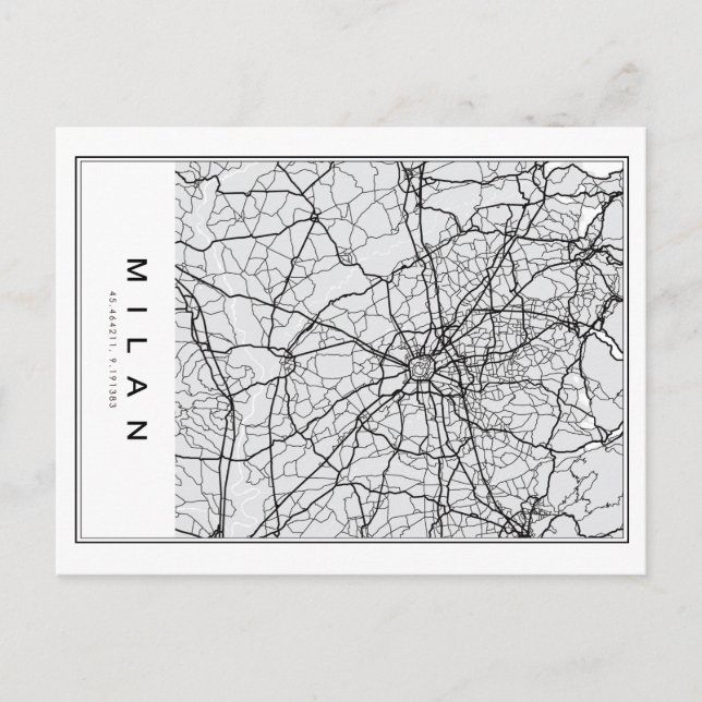 Milan Map Illustration Postcard (Front)
