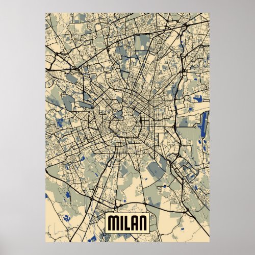 Milan Map Poster