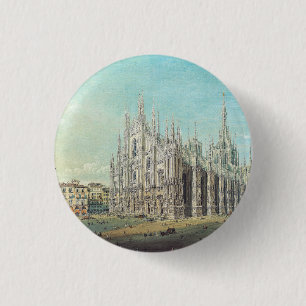 Milan Piazza del Duomo 1850s by Carlo Bossoli Art Button