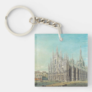 Milan Piazza del Duomo 1850s by Carlo Bossoli Art Keychain