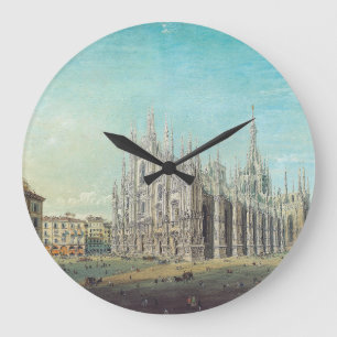 Milan Piazza del Duomo 1850s by Carlo Bossoli Art Large Clock