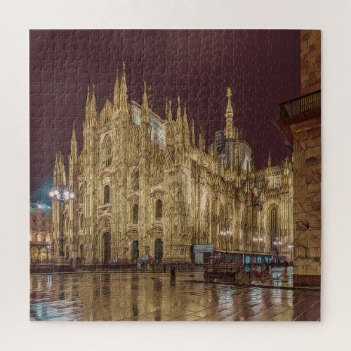 Milan _ Piazza Duomo _ Cathedral Square _ by night Jigsaw Puzzle