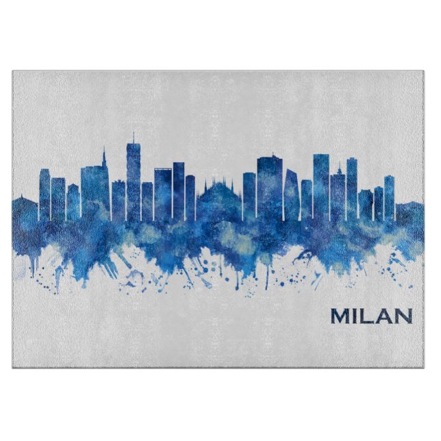 Milan Skyline Blue Cutting Board (Front)