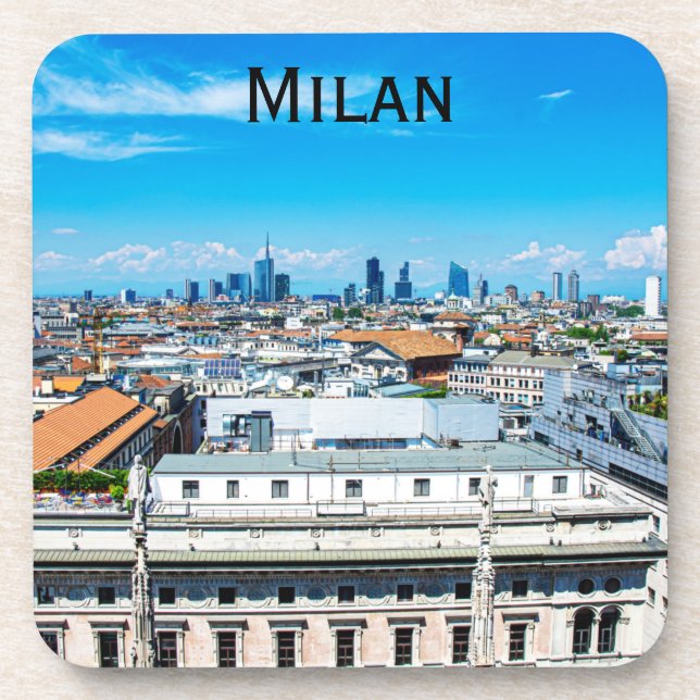 Milan skyline in Italy Beverage Coaster (Front)