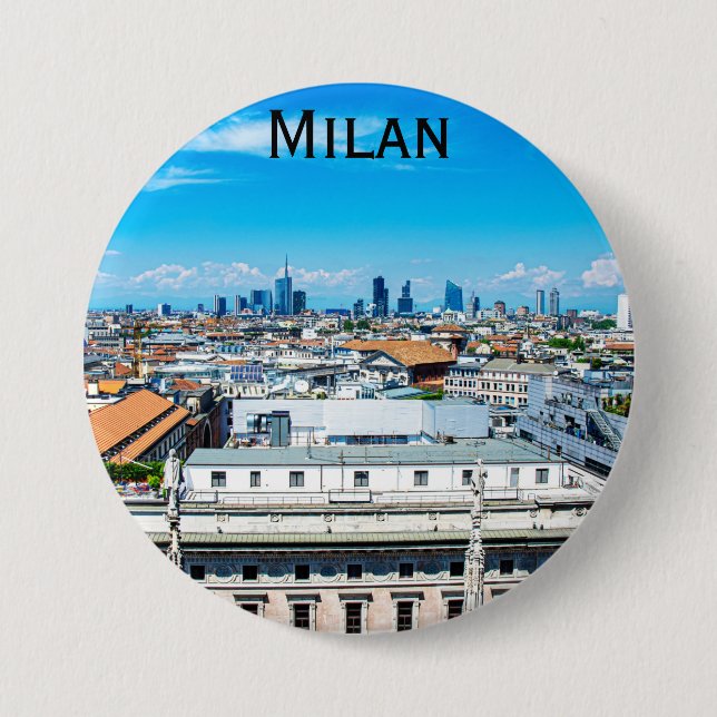 Milan skyline in Italy Button (Front)