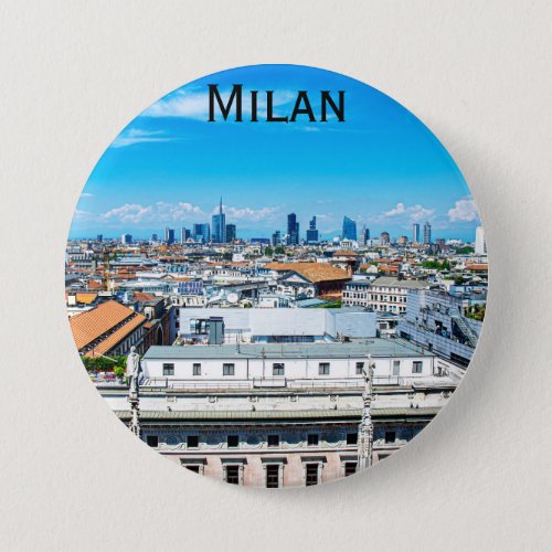 Milan skyline in Italy Button