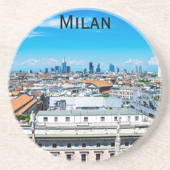 Milan skyline in Italy Coaster (Front)