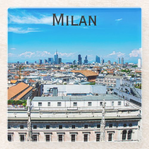 Milan skyline in Italy Glass Coaster