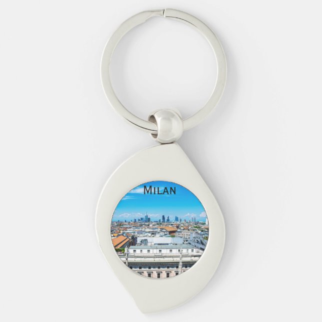 Milan skyline in Italy Keychain (Front)