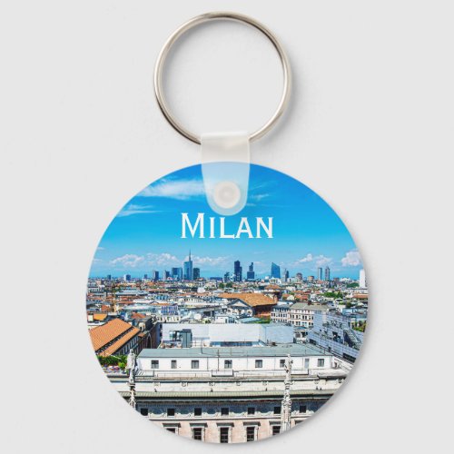 Milan skyline in Italy Keychain