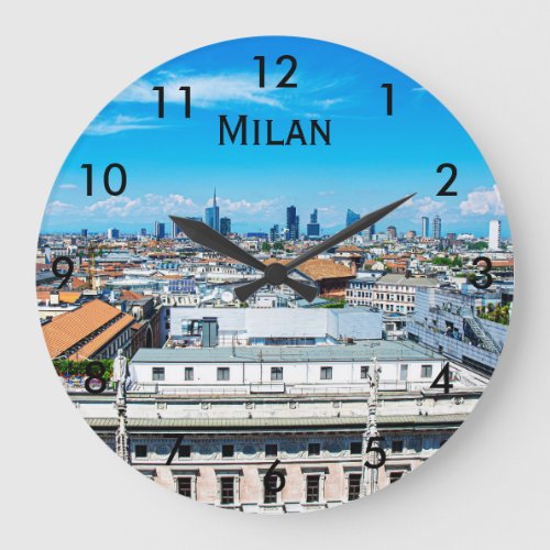 Milan skyline in Italy Large Clock