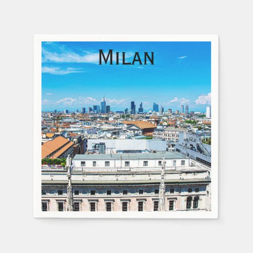 Milan skyline in Italy Napkins
