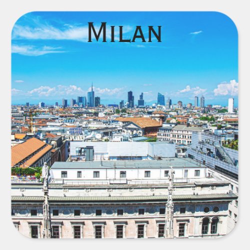 Milan skyline in Italy Square Sticker