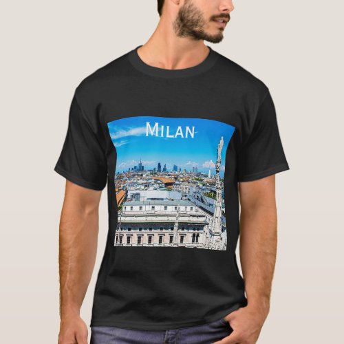 Milan skyline in Italy T_Shirt