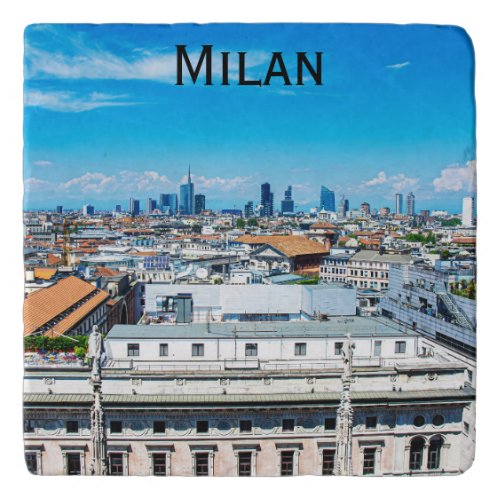 Milan skyline in Italy Trivet
