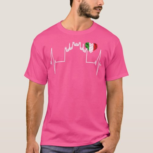 Milan Skyline Italian Heartbeat Italy Fan I Love M T_Shirt