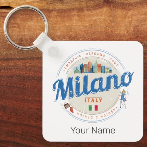 Milan Skyline Italy Vintage Fashion Lombardy Keychain