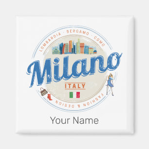 Milan Skyline Italy Vintage Fashion Lombardy Magnet