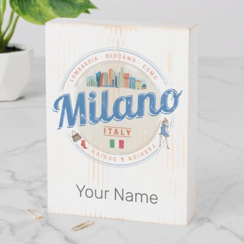 Milan Skyline Italy Vintage Fashion Lombardy Wooden Box Sign