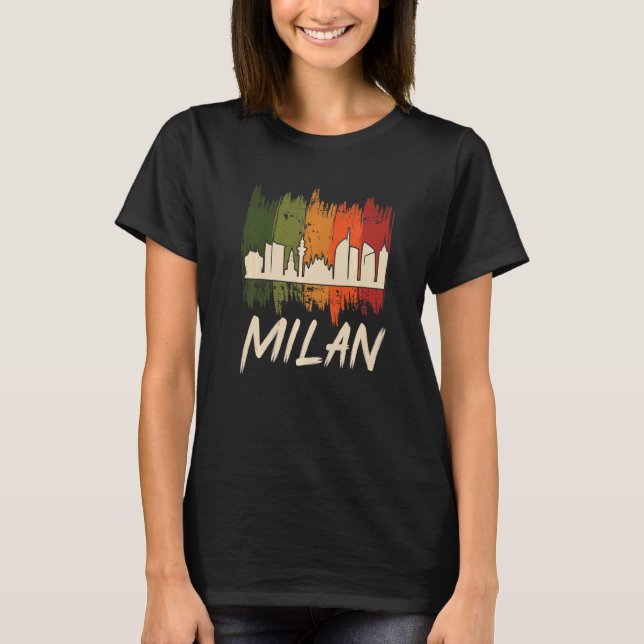 Milan Skyline Retro From Italy Dom De Milan T-Shirt (Front)