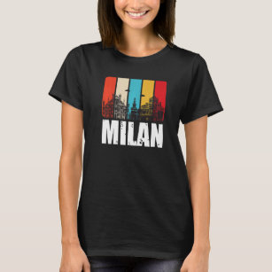 Milan Skyline Retro Italy From North Italy Milan C T-Shirt