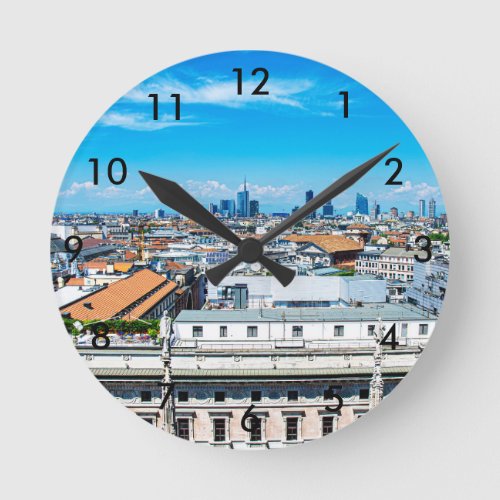 Milan skyline round clock