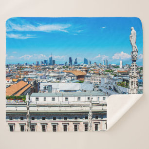 Milan skyline sherpa blanket