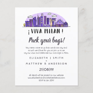 MILAN Skyline Wedding Handdrawn Invitation Budget