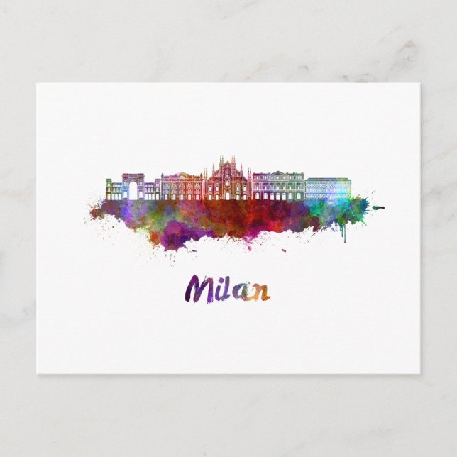 Milan V2 skyline in watercolor Postcard (Front)