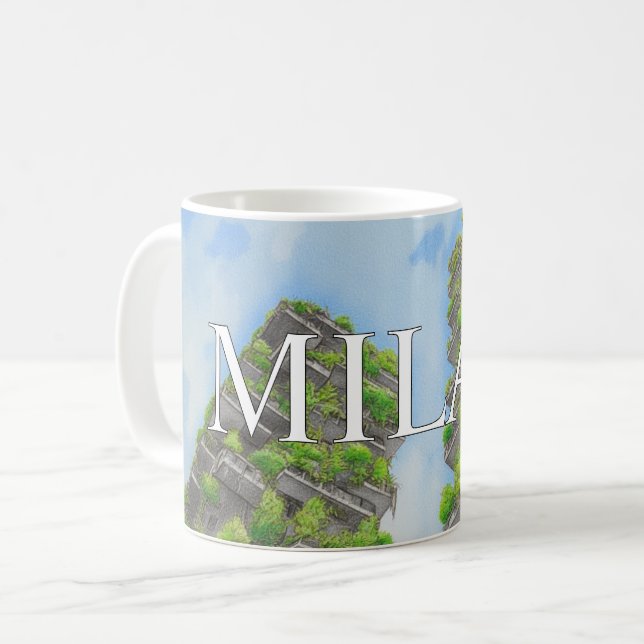 Milan verti forest Mug Modern Skyline Coffee cup  (Front Left)
