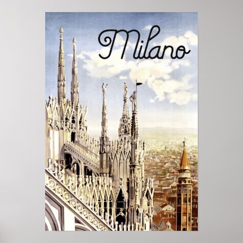 Milan Vintage Travel Poster