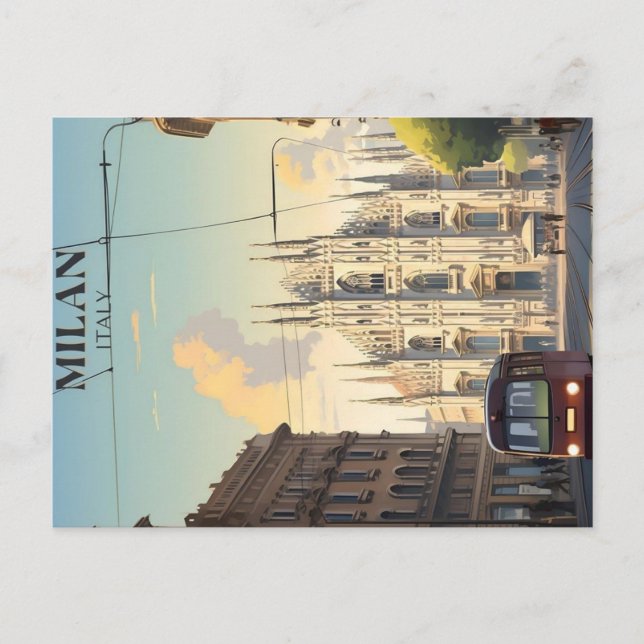milan vintage travel poster postcard (Front)