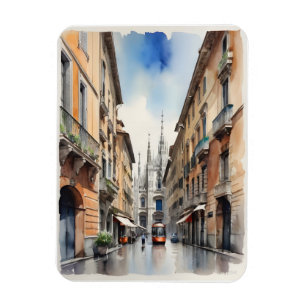Milan watercolor art magnet