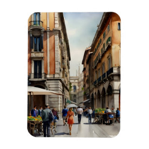 Milan watercolor art magnet