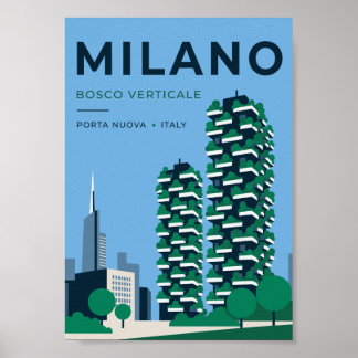 Milano Bosco Verticale Travel Poster | Milan Italy