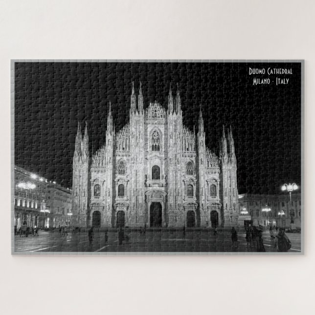 Milano Cathedral - Italy -  black and white photo Jigsaw Puzzle (Horizontal)