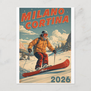 Milano Cortina 2026 Vintage Ski resort gifts Postcard
