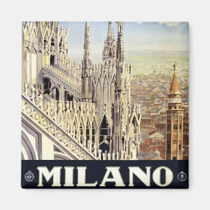 Milano Italy Gothic Cathedral Duomo Vintage Travel Magnet