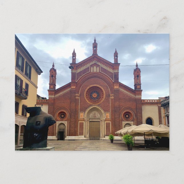 Milano, Italy - old church, red bricks Postcard (Front)
