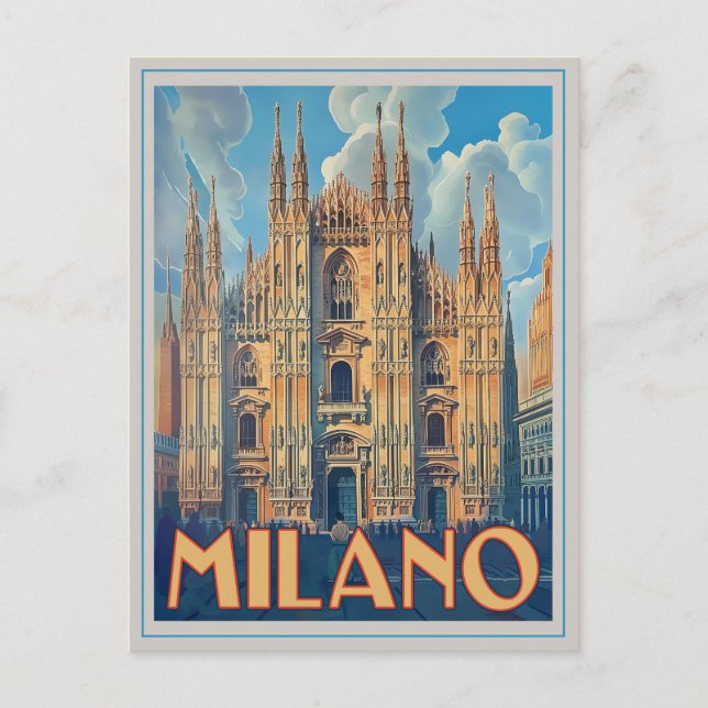 Milano, Italy Retro Postcard (Front)