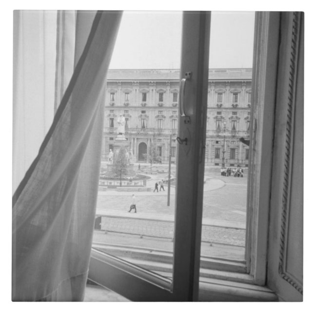 Milano Italy, View from La Scala Opera Window Ceramic Tile (Front)