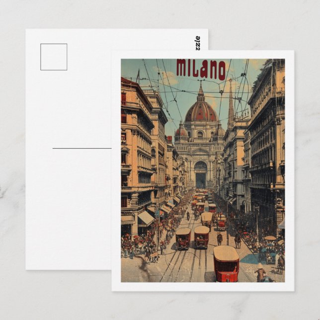 Milano Italy Vintage Famous Travel Place Postcard (Front/Back)