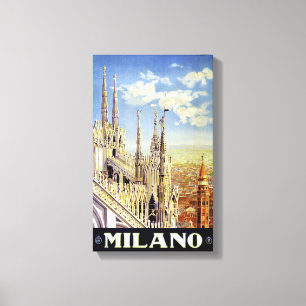 Milano Italy Vintage Travel Poster Restored Canvas Print