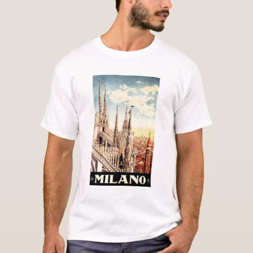 MILANO Milan Cathedral Vintage Italian Travel Art T_Shirt