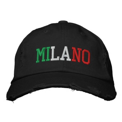 MILANO Milan Italy Green White Red Vintage Style Embroidered Baseball Cap