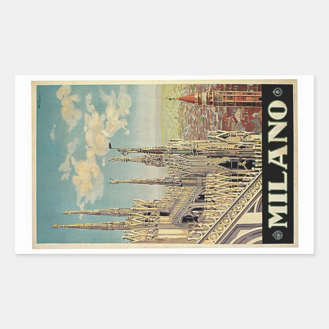 Milano Milan Italy Vintage Travel Classic  Rectangular Sticker (Front)