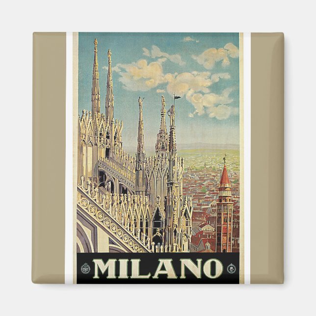 Milano Milan Italy Vintage Travel Magnet (Front)