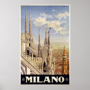 Milano (Milan) Italy vintage travel poster