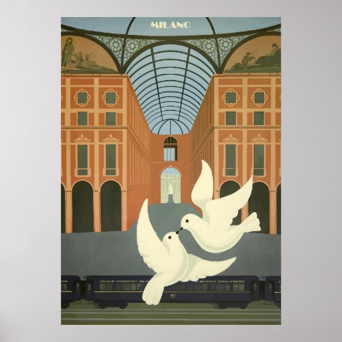 Milano Milan Italy Vintage Travel Poster